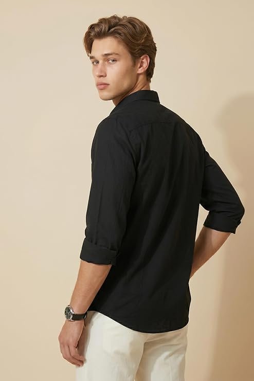 Peter England Men's Slim Fit Full Sleeve Cotton Solid Casual Shirt with Pocket - Image 4