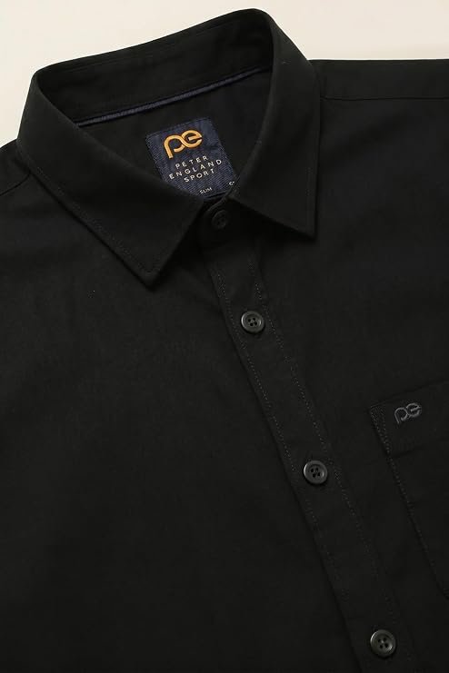 Peter England Men's Slim Fit Full Sleeve Cotton Solid Casual Shirt with Pocket - Image 3