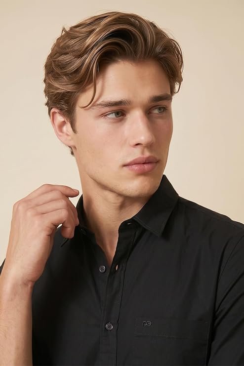 Peter England Men's Slim Fit Full Sleeve Cotton Solid Casual Shirt with Pocket - Image 2