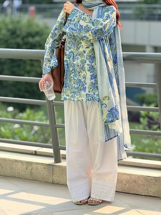 ANNI DESIGNER Farshi Salwar Suit for Women | Viscose Blend Printed Straight Kurta with Dupatta | Farsi Farasi Parsi Ethnic Indian Office Party Wedding Clothing Fashion Premium 3 Piece - Image 4