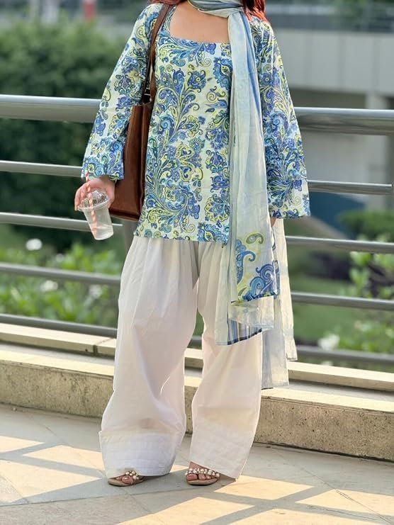 ANNI DESIGNER Farshi Salwar Suit for Women | Viscose Blend Printed Straight Kurta with Dupatta | Farsi Farasi Parsi Ethnic Indian Office Party Wedding Clothing Fashion Premium 3 Piece - Image 3